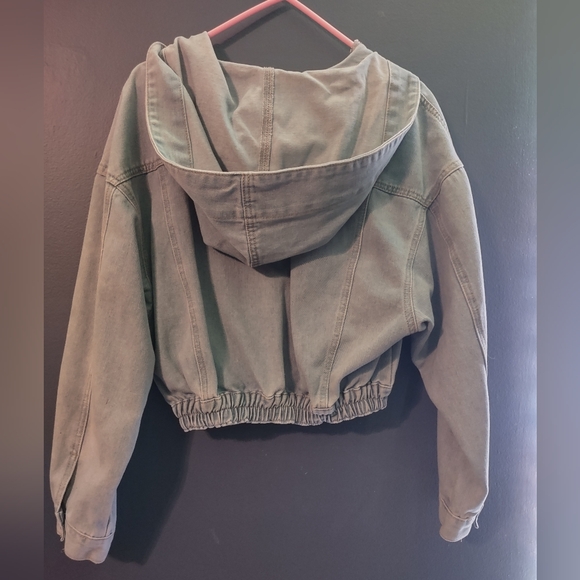 Women's Blue Denim Hooded Jacket - Size S - Picture 2 of 7